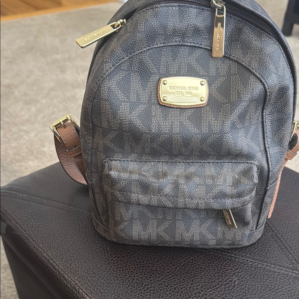 Michael Kors Brown Backpack with Gold Accents